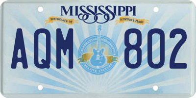 MS license plate AQM802