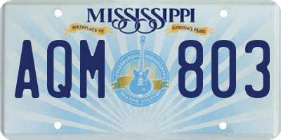 MS license plate AQM803