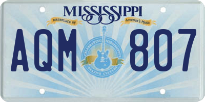 MS license plate AQM807