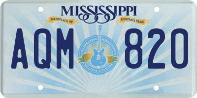 MS license plate AQM820