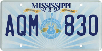 MS license plate AQM830