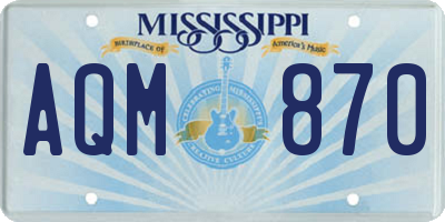 MS license plate AQM870