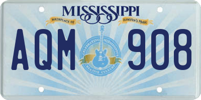 MS license plate AQM908