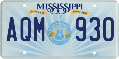 MS license plate AQM930