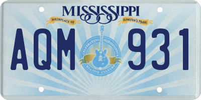 MS license plate AQM931