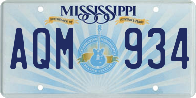 MS license plate AQM934