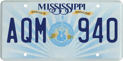 MS license plate AQM940