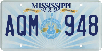 MS license plate AQM948
