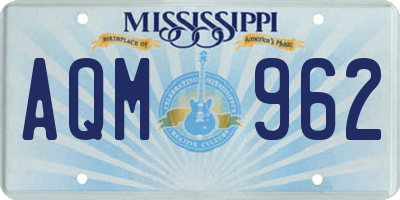 MS license plate AQM962