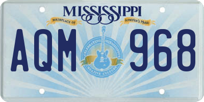 MS license plate AQM968