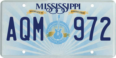 MS license plate AQM972