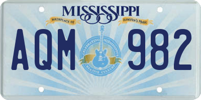 MS license plate AQM982