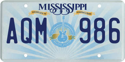 MS license plate AQM986