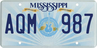 MS license plate AQM987