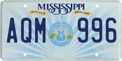 MS license plate AQM996