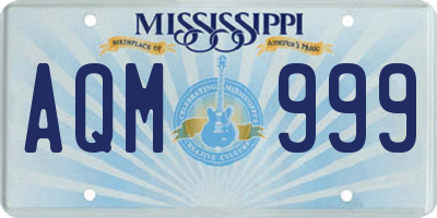 MS license plate AQM999