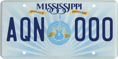 MS license plate AQN000