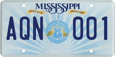 MS license plate AQN001