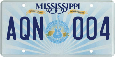 MS license plate AQN004