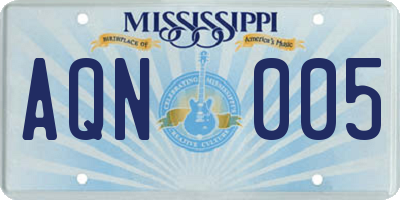 MS license plate AQN005