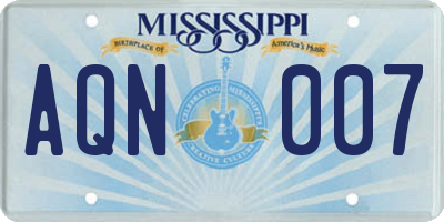 MS license plate AQN007