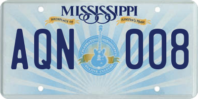 MS license plate AQN008