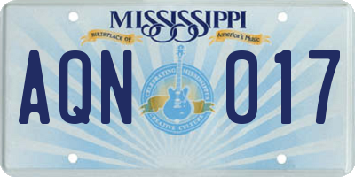 MS license plate AQN017