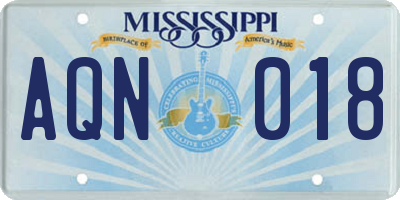 MS license plate AQN018
