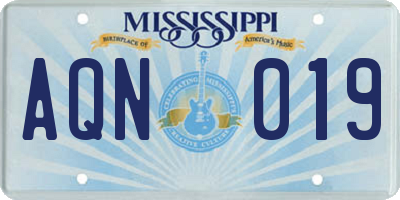 MS license plate AQN019