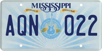 MS license plate AQN022