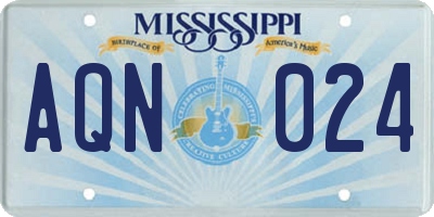 MS license plate AQN024