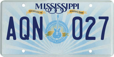 MS license plate AQN027