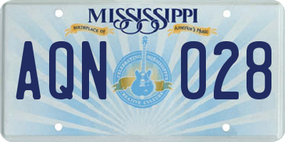 MS license plate AQN028