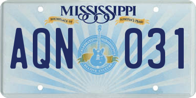 MS license plate AQN031