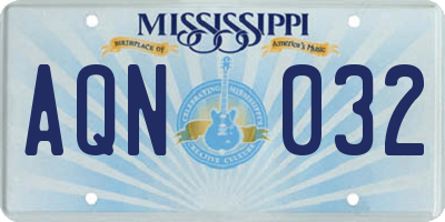 MS license plate AQN032