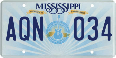 MS license plate AQN034