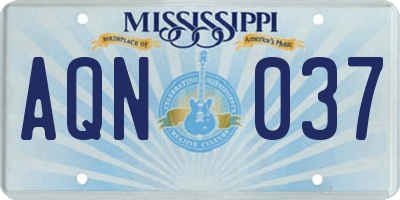 MS license plate AQN037