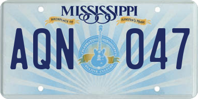 MS license plate AQN047