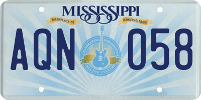MS license plate AQN058