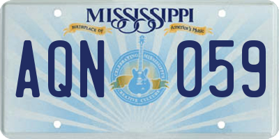 MS license plate AQN059