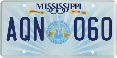 MS license plate AQN060