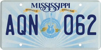 MS license plate AQN062