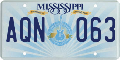 MS license plate AQN063