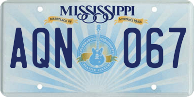 MS license plate AQN067