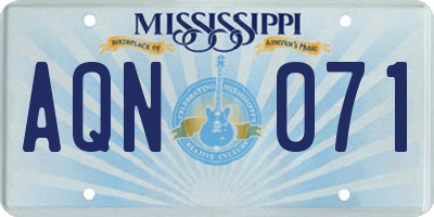 MS license plate AQN071