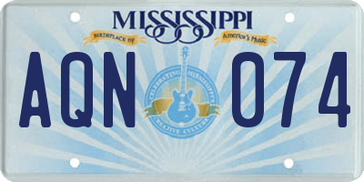 MS license plate AQN074