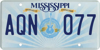 MS license plate AQN077