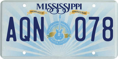 MS license plate AQN078