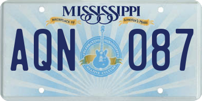 MS license plate AQN087