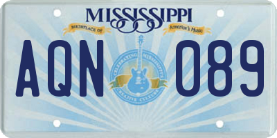 MS license plate AQN089